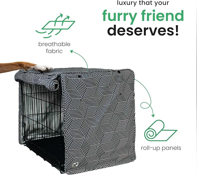 Molly Mutt Rough Gem Dog Crate Cover, 100% Cotton Canvas Cover with 2 Roll-Up Panels, Ideal for Dog or Cat Crate, Durable, Washable, and Free of Harmful Chemicals, 30" x 19" x 21"