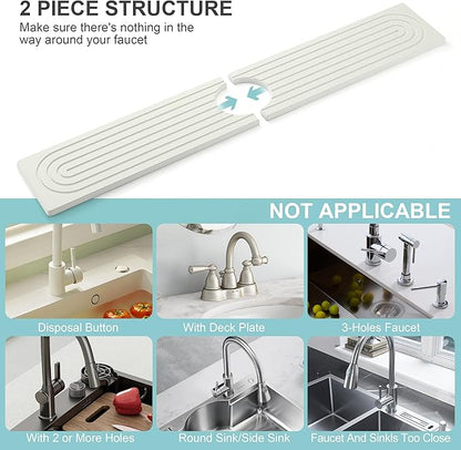 Faucet Mat for Kitchen Sink, Diatomite Fast Drying Stone Sink Tray, Super