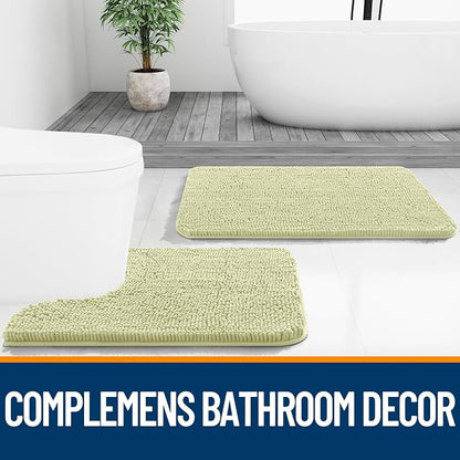 OLANLY Small Bathroom Rugs 24x16, Extra Soft Absorbent Chenille Bath Rugs, Rubber Backing Quick Dry, Machine Washable Bath Mats for Bathroom Floor, Tub and Shower, Home Decor Accessories, Vanilla