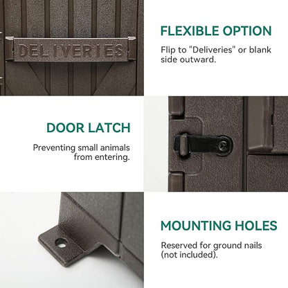 YITAHOME 60 Gallon Large Package Delivery and Storage Box, Double-Wall Resin Outdoor Package Delivery and Waterproof Deck Box for Porch, Curbside, 8.5 Cubic feet, Brown
