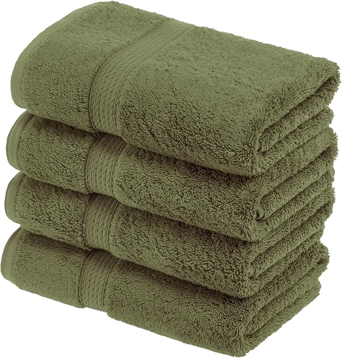 Superior Solid Egyptian Cotton Hand Towel Set, Forest Green