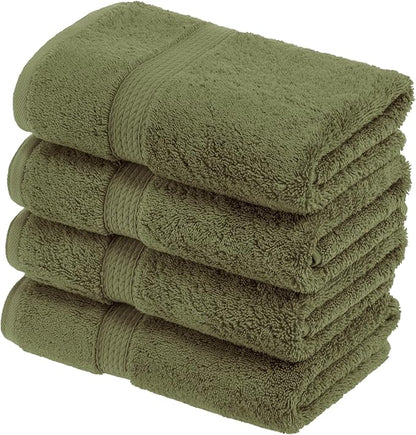 Superior Solid Egyptian Cotton Hand Towel Set, Forest Green