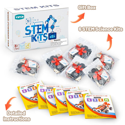 STEM Science Kits for Kids Age 8-12, 6 Set Wind-Powered Cars Science Experiments 8-10 9-12, Wood Building Crafts Kit for Boys Girls, School Classroom STEM Projects Toys Gifts for 8 9 10 12 13 Year Old