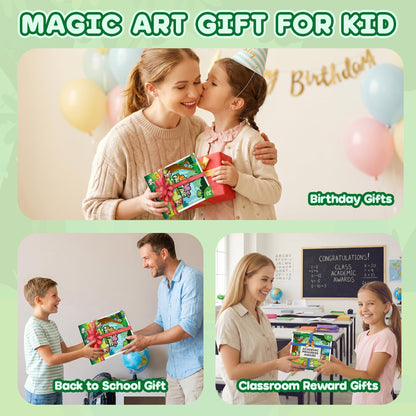 ZIZZ 3D Water Puffs Art Craft Kit for Kids: Magic Foam Texture Aqua Art Painting Kit Gifts for 4 5 6 7 8 9 10 Year Old Girls Boys - Puffy Paint Craft Set Mess-Free Paint by Number Craft for Kids
