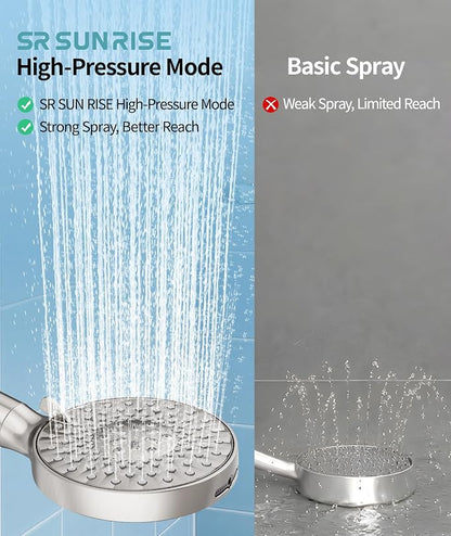 SR SUN RISE Filtered Shower Head with Handheld High Pressure 9 Spray Mode Showerhead Detachable Shower Head Water Softener Filters Beads for Hard Water Remove Chlorine 1 Filter Brushed Nickel