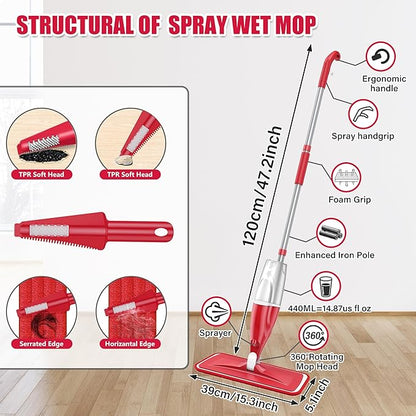 Spray Wet Mops for Hardwood Floor Cleaning: EXEGO Microfiber Dry Dust