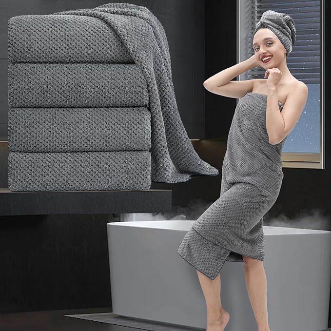 Extra Large Bath Towel Set of 4, Oversized Bath Sheet Super Soft Highly