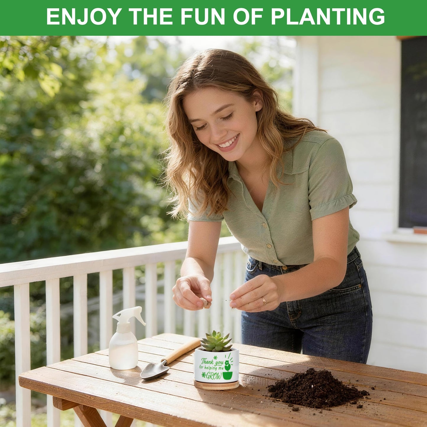 J6&H6 Thank You for Helping Me Grow 1 Pack Teacher Appreciation Gifts Mini Succulent Pots for Plant for Teacher's Day Gifts