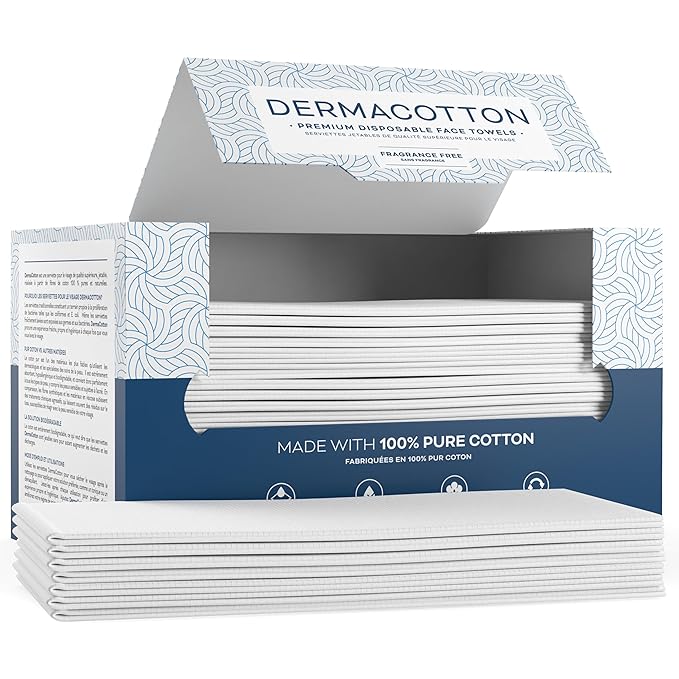 100% Pure Cotton Face Towels – 80 Count Large Disposable Wash Cloths