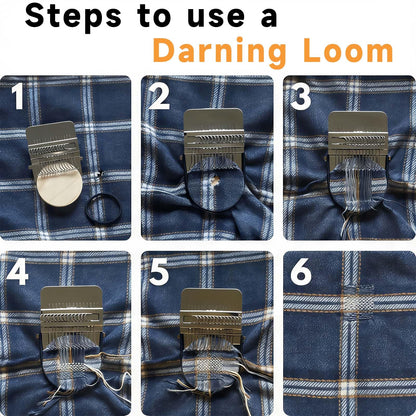 Semyifu Mini Darning Loom, Mushroom Knit Patch Kit, knitpatch kit for Beginners with 14 Hooks, patchmaker Loom for Jeans Socks Clothes Repair, Includes Needles Threads & Pin Cushion (Random Pattern)