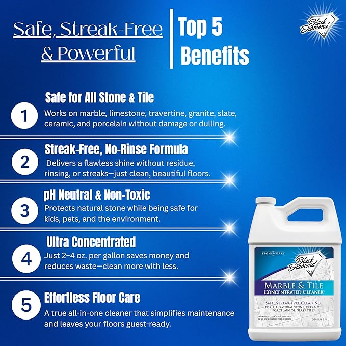Black Diamond Stoneworks Marble & Tile Cleaner Gallon + Ultimate Grout Cleaner