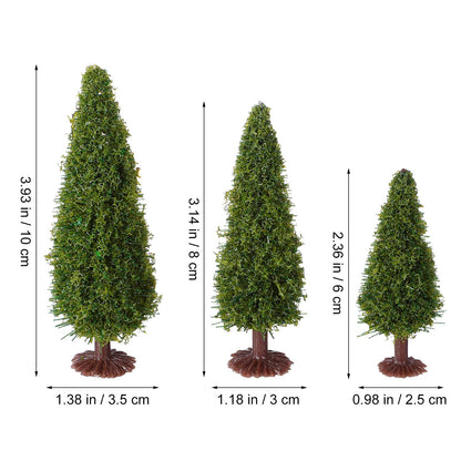 WRITWAA 15Pcs Mini Cedar Model Trees for Model Railroad Scenery Landscape Layout Small Green Trees for Diorama Kits and Miniature Train Accessories