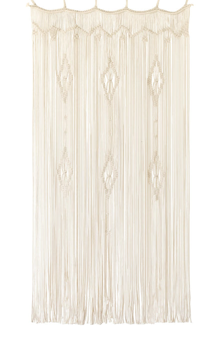IOWER Macrame Curtain Long Cotton Window Panel Boho Curtains for Bedroom Wedding Backdrop Room Divider Doorway Closet Apartment 35''W x 70''L