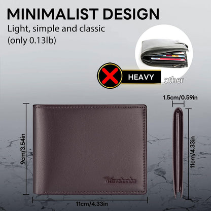 Wallet for Men, Premium Classic Mens Wallet Minimalist Slim Bifold Wallet, RFID Blocking Wallet with 10 Credit Card, 2 ID Window and 2 Cash Slots, Leather Compact Wallet, Front Pocket Card Holder