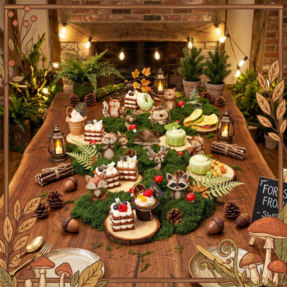 FineCheer 39 Pcs Woodland Animal Table Centerpieces Kit, 12 Forest Animals Wood Cutouts with Wood Rounds Moss Pine Cones Mushroom Decorations for Baby Shower Birthday Party Decor Set Nursery Supplies