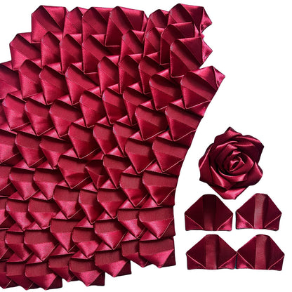 LatinaFlorista 500 Pcs Rose Petals Half Finished Satin Ribbon Flower Petals 500 Pcs Durable Material for DIY Craft Lovers & Event Decoration (500pcs Wine Red)