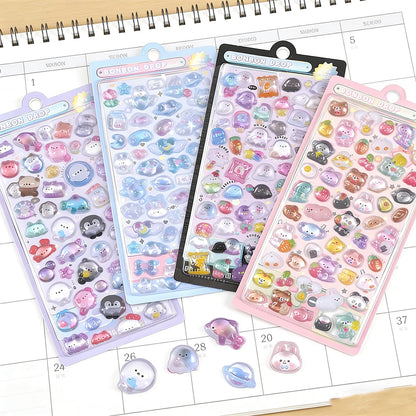 3D Puffy Stickers 200+ Cute Cartoon Resin Decorative Stickers for Phone Case Notebook Scrapbooking Planner Journals Laptop Decoration Reusable Mini Puffy Stickers 4Pcs