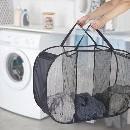 Seiritex Mesh Popup Laundry Hamper 3 Compartment Sortable Horizontal