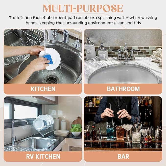 an Oval Hole Gray Faucet Mat for Kitchen Sink Bathroom 17.32" x 4.6" Kitchen