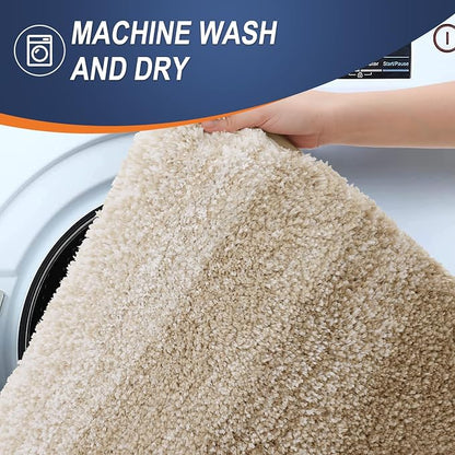 OLANLY Bathroom Runner Rugs Mat 44x24, Extra Soft Absorbent Microfiber Bath Rugs, Rubber Backing, Quick Dry, Washable Long Bath Mats for Bathroom Floor, Tub and Shower, Home Decor Accessories, Tan