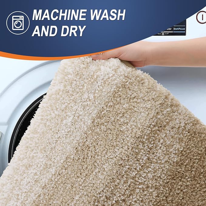 OLANLY Bathroom Runner Rugs Mat 47x20, Extra Soft Absorbent Microfiber Bath Rugs, Rubber Backing, Quick Dry, Washable Long Bath Mats for Bathroom Floor, Tub and Shower, Home Decor Accessories, Tan