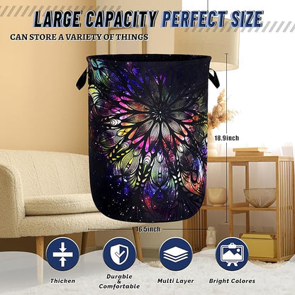 Personalize Mandala Laundry Basket Oxford Cloth Foldable Galaxy Laundry Hamper