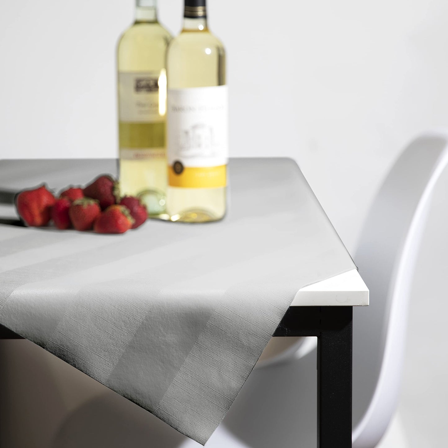 Luxury Table Protector Pad, 2 in 1 Table pad + Great Looking Tablecloth - Heat Resistant, Spill & Stain Proof - Flannel Backing (54x126, Silver - Silk Stripe)