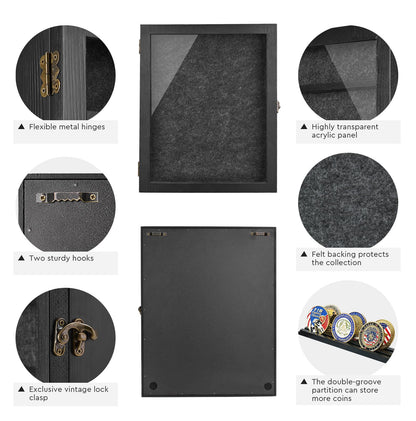 Black Shadow Box Frame 11X14 with Shelves, Medal/Challenge Coin Display Case, Pet Memorial/Wedding Shadow Box, Best Anniversary/Birthday/Bridal Shower/Engagement/Wedding Registry/House Warming Gifts