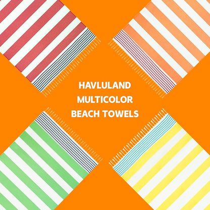 HAVLULAND Turkish Beach Towels, Oversized 40"x72" Turkish Bath Towel, Highly Absorbent Quick Dry Sand Free Beach Towels for Beach Pool Spa Gym Yoga Travel Camping Picnic Blanket - Pink/Blue