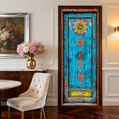 Nuxovilar Door Sticker Door Covers Decorative Stickers Peel and Stick Floral Pattern PVC 30.3x78.7 inches Decorative Stickers Peel and Stick Decor Home entryway Kitchen