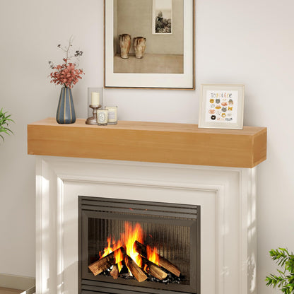 Mederlo 48"×9"×6" Rustic Wood Fireplace Mantel | Wall-Mounted & Floating Shelf for Home Decor