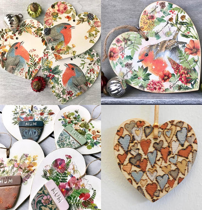 FCECOR 100PCS 4" Wooden Hearts for Crafts, Wood Hearts for Kids Wood Slices DIY Crafts Supplies, Wooden Ornaments Mother's Day Heart Sign for Valentine's Day Crafts, Birthday, Party, Wedding Decor