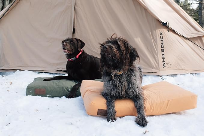 WHITEDUCK Outdoor Dog Bed Heavy-Duty 12oz Canvas, Water-Repellent Cotton, Machine Washable Removable Cover with Full-Length Zipper, Dog Bed for Large Dogs & Crate, (Black) 35" Lx20 Wx4.3 th (M)