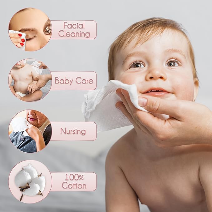 100% Cotton Disposable Face Towel 200 Count 10x12 Inch | Biodegradable Thick