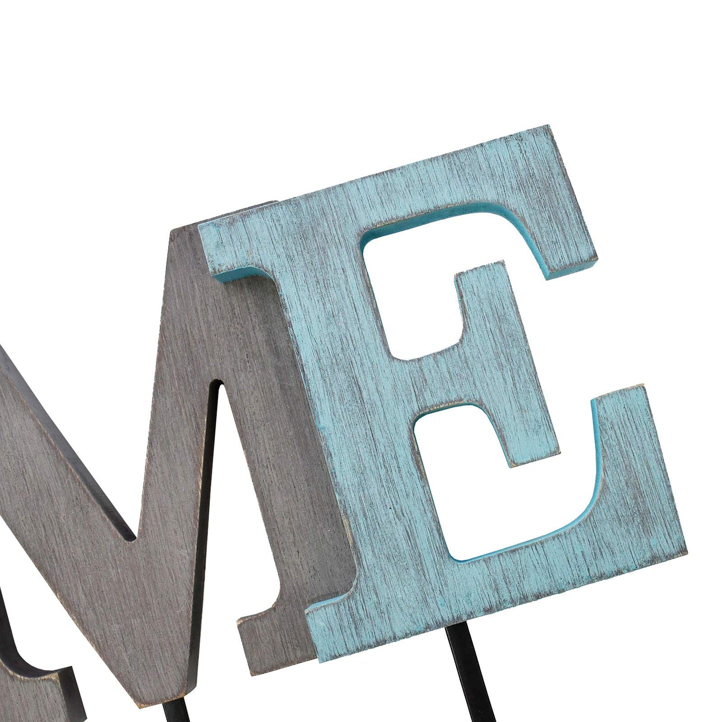 Linfevisi Wooden Home Sign Aqua Hanging Block Letters Sign Rustic Wood Word Decor Home Wall Sign Cutout Word Art Wall Decor Decorative Key Holder Hanger with 4 Hooks (home)
