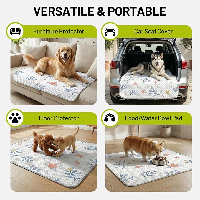 Washable Dog Pee Pads - Absorbent Reusable Puppy Training Pads, Waterproof Leak - Proof & Non - Slip for Crate Whelping Potty Training 24x36 (Pack of 2)