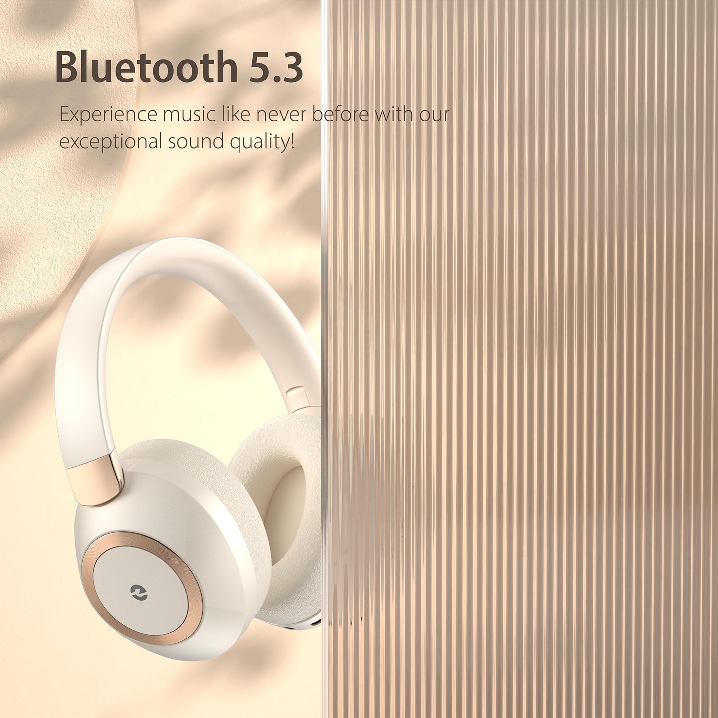 EAORUL Active Noise Cancelling Headphones, 100H Playtime Headphones Wireless Bluetooth, Bluetooth Headphone with Microphone, Over- Ear Wireless Headphone with Deep Bass for Travel