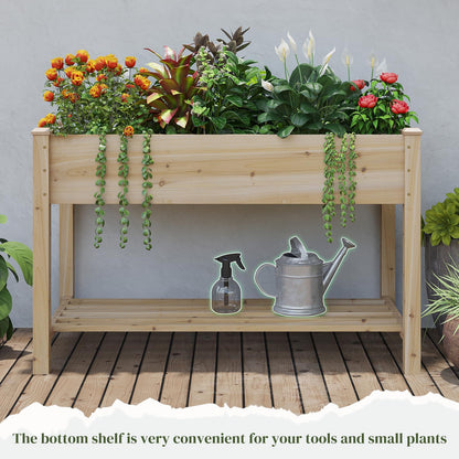 PULIJIAJU Wooden Raised Garden Bed, Planter Box with Legs, Raised Planter -Grow Herbs and Vegetables Outdoors – Naturally Rot-Resistant - Unmatched Strength Lasts Years (Natural-M)
