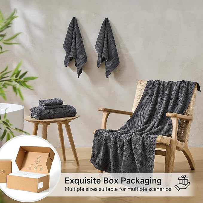Simple&Opulence 6 Piece Luxury Towel Set, 100% Cotton Bathroom Towels