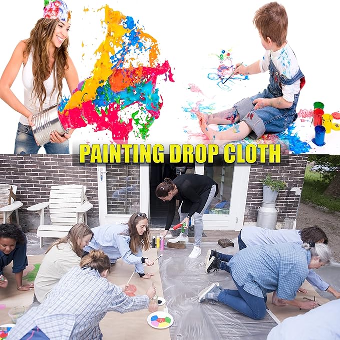 20 Pieces Plastic Drop Cloth, Dust-Proof and Rustproof, 9x12 Feet Tarp