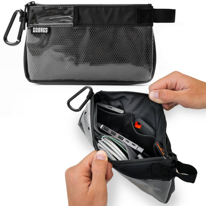 GOBAGS Production Zipper Bags - Electronics & Camera Accessories Bag - Cable organizer, Gear Accessory Pouch, Travel Camera Essentials (Small, Black)