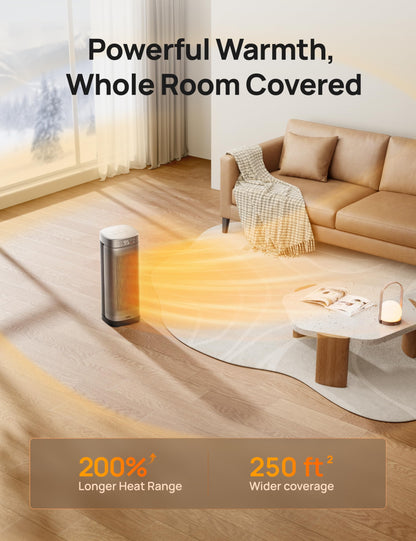 DREO Space Heaters for Indoor Use, 16 Inch Fast Heating Portable Heaters with Remote, 12H Timer, 70° Oscillation, Overheat Protection, Safety Heat, Large PTC Ceramic Electric for Bedroom Home Office