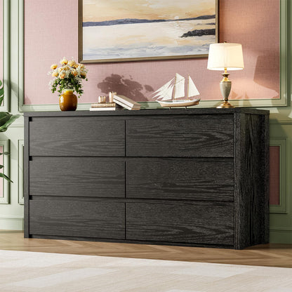 GarveeHome 6 Drawer Dresser for Bedroom, Wide Wood Chest of Drawers Handle Free, Large Modern Dresser Storage Cabinet for Living Room, Hallway Entryway
