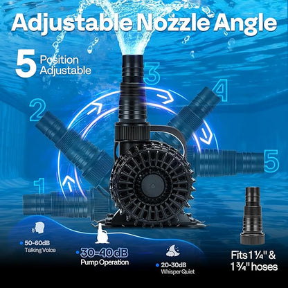 VIVOHOME Electric 310W 5300GPH Submersible Water Pump for Koi Pond Pool Waterfall Fountains Fish Tank and Aquarium