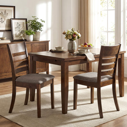 Giantex Wooden Dining Chairs Set of 2, Upholstered Kitchen Chair w/Rubber Wood Frame, Curved Slatted Backrest & Wide Padded Seat, Modern Dining Room Chairs for Living Room, Restaurant, Brown