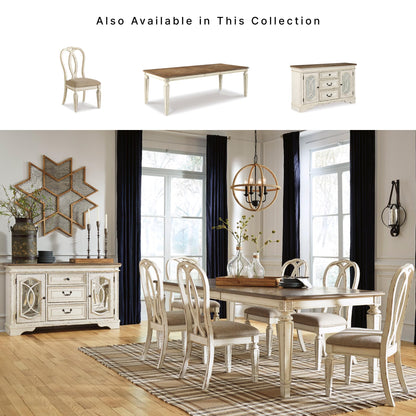 Signature Design by Ashley Realyn French Country Ribbon Back Dining Chair, 2 Count, Chipped White