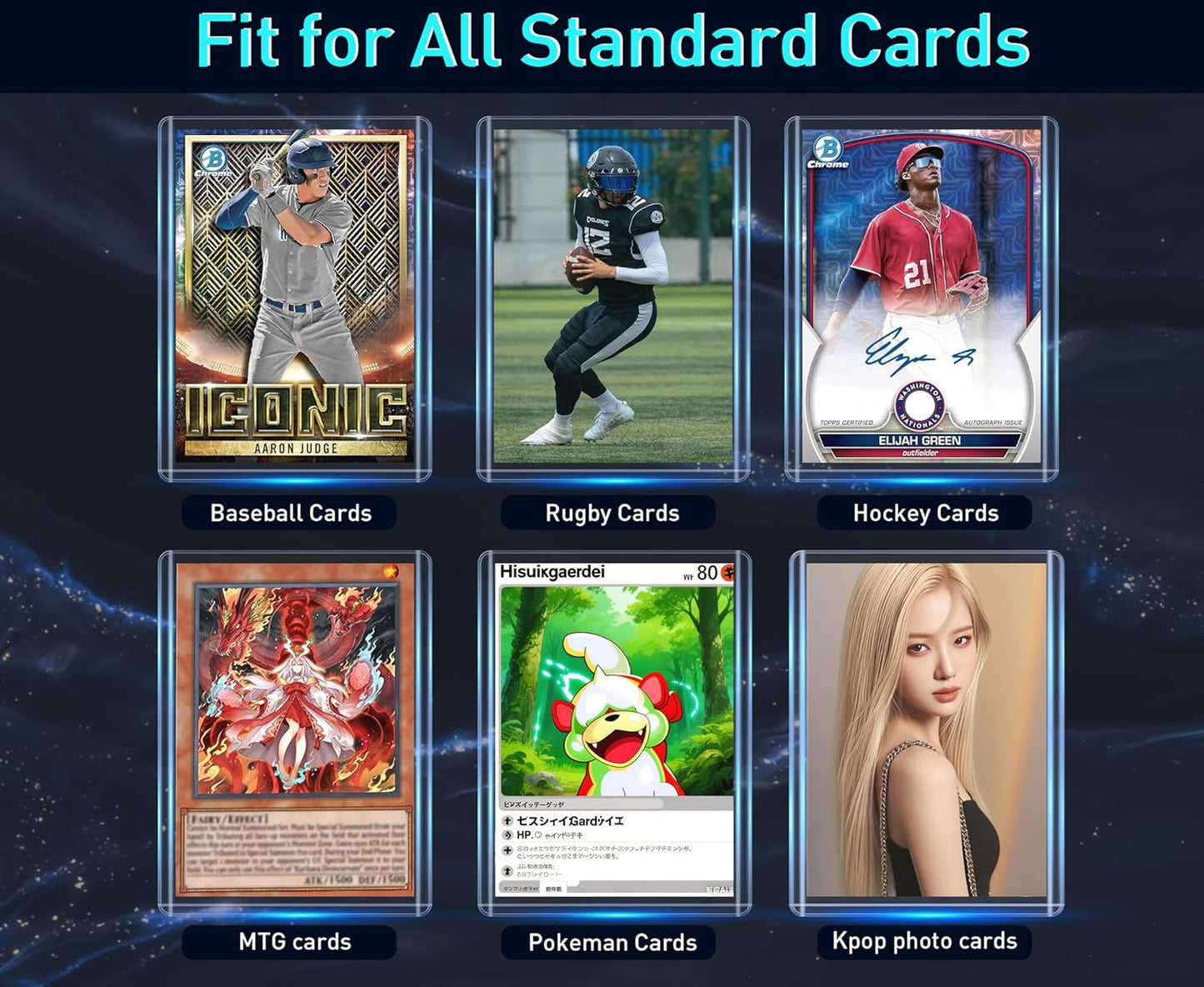 JohnBee Card Sleeves - 3"x4" Hard Plastic Top Loaders for Cards - Trading Card Sleeve & Baseball Card Holder - Premium Topload Ablum Photocard Holder for Sports, Game & Kpop Cards (Only 100 Hard)
