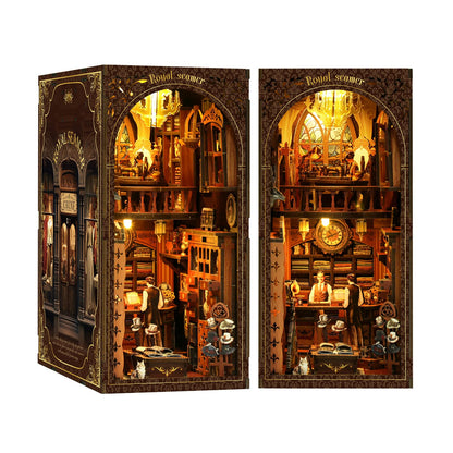 Shylamb Book Nook Kit - DIY Miniature Dolls House Kit with Furniture and LED Light, 3D Puzzle Wooden Art Bookends, Model Kits for Adults and Teens (Royal Tailor Shop)