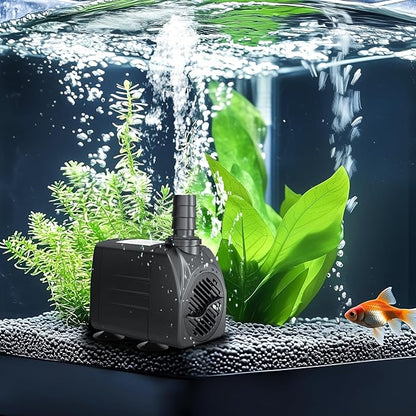 GROWNEER 550GPH Submersible Pump 30W Fountain Water Pump, 2000L/H, with 7.2ft High Lift, 3 Nozzles for Aquarium, Fish Tank, Pond, Hydroponics, Statuary, Pool