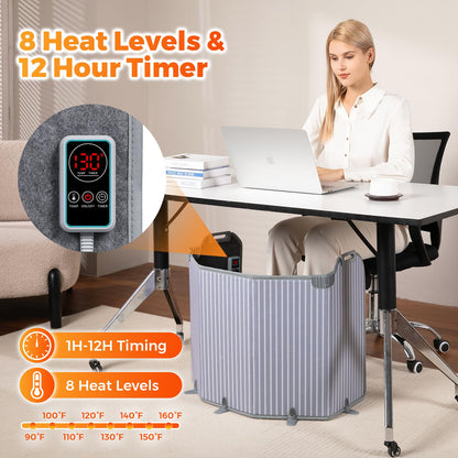 Panel Space Heater for Office/Home Quiet, Portable Electric Space Heater Warmer, Under Desk Heater for Legs Feet Knee, Foldable Foot Warmer with Thermostat Auto Shut Off, 12H Timer